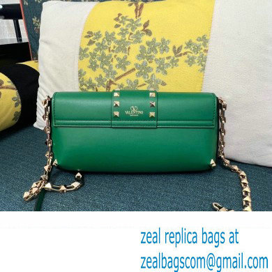 Valentino Rockstud Brushed Calfskin Shoulder Bag Green 2023 - Click Image to Close