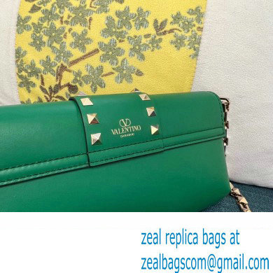 Valentino Rockstud Brushed Calfskin Shoulder Bag Green 2023 - Click Image to Close