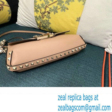 Valentino Rockstud Brushed Calfskin Shoulder Bag Nude 2023