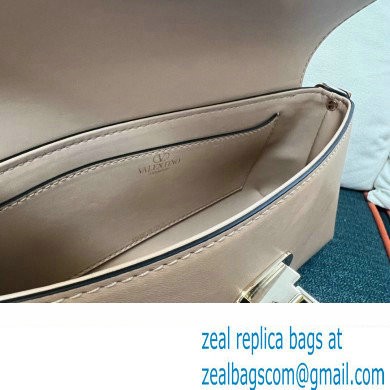 Valentino Rockstud Brushed Calfskin Shoulder Bag Nude 2023 - Click Image to Close