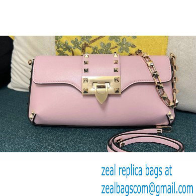 Valentino Rockstud Brushed Calfskin Shoulder Bag Pink 2023 - Click Image to Close