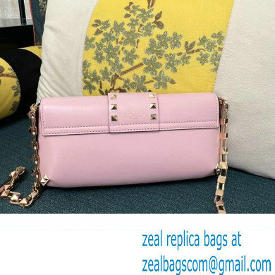 Valentino Rockstud Brushed Calfskin Shoulder Bag Pink 2023 - Click Image to Close