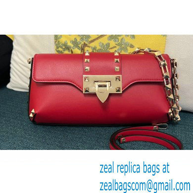 Valentino Rockstud Brushed Calfskin Shoulder Bag Red 2023 - Click Image to Close