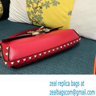 Valentino Rockstud Brushed Calfskin Shoulder Bag Red 2023