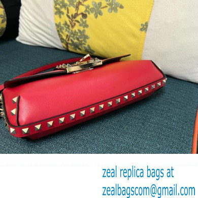 Valentino Rockstud Brushed Calfskin Shoulder Bag Red 2023 - Click Image to Close