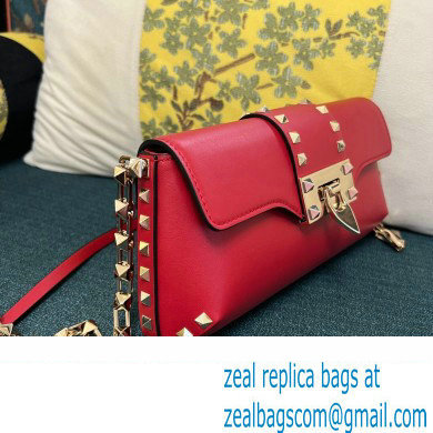 Valentino Rockstud Brushed Calfskin Shoulder Bag Red 2023 - Click Image to Close