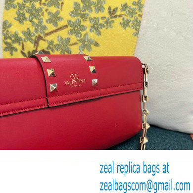 Valentino Rockstud Brushed Calfskin Shoulder Bag Red 2023