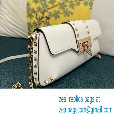 Valentino Rockstud Brushed Calfskin Shoulder Bag White 2023