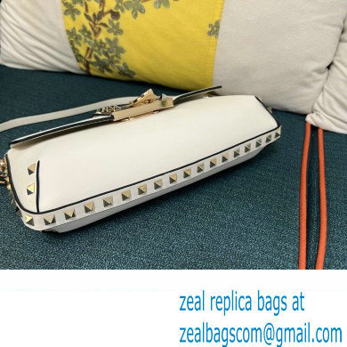 Valentino Rockstud Brushed Calfskin Shoulder Bag White 2023 - Click Image to Close
