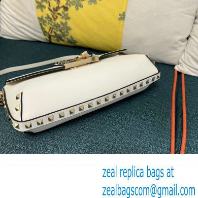 Valentino Rockstud Brushed Calfskin Shoulder Bag White 2023