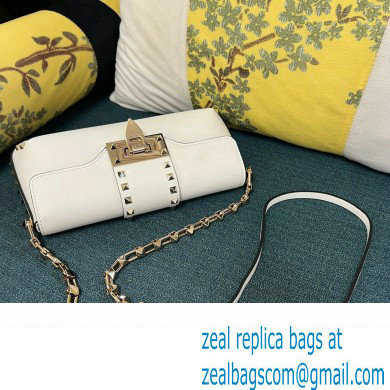 Valentino Rockstud Brushed Calfskin Shoulder Bag White 2023 - Click Image to Close