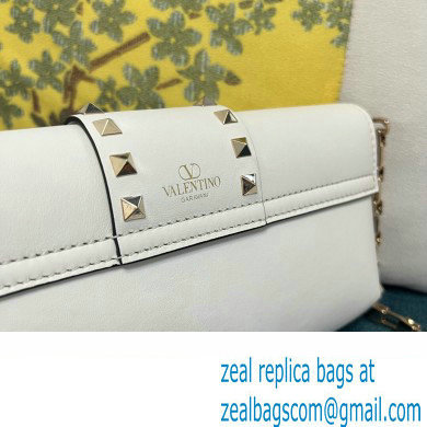 Valentino Rockstud Brushed Calfskin Shoulder Bag White 2023