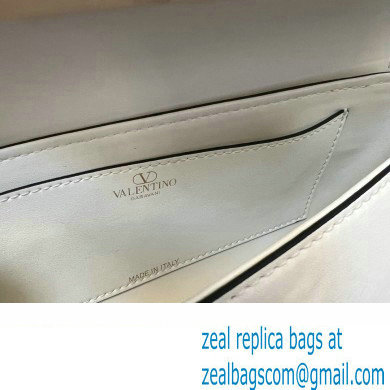 Valentino Rockstud Brushed Calfskin Shoulder Bag White 2023