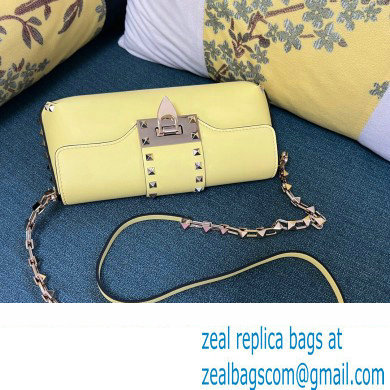 Valentino Rockstud Brushed Calfskin Shoulder Bag Yellow 2023 - Click Image to Close