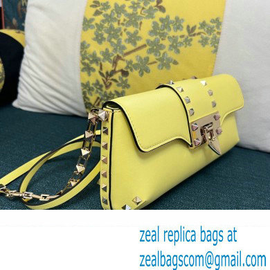 Valentino Rockstud Brushed Calfskin Shoulder Bag Yellow 2023 - Click Image to Close