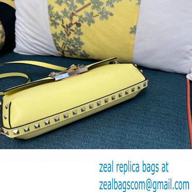 Valentino Rockstud Brushed Calfskin Shoulder Bag Yellow 2023 - Click Image to Close