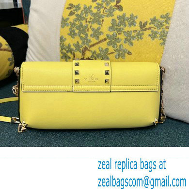 Valentino Rockstud Brushed Calfskin Shoulder Bag Yellow 2023 - Click Image to Close