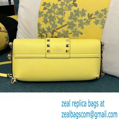 Valentino Rockstud Brushed Calfskin Shoulder Bag Yellow 2023