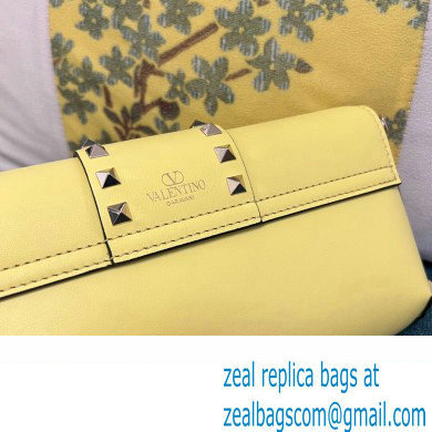 Valentino Rockstud Brushed Calfskin Shoulder Bag Yellow 2023 - Click Image to Close