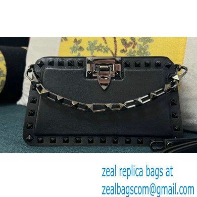 Valentino Rockstud Clutch Bag In Calfskin Black 2024