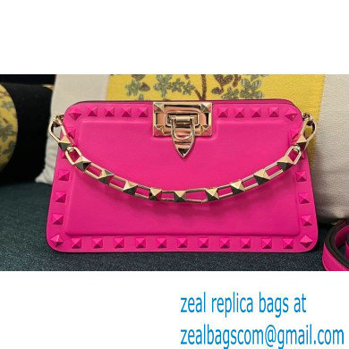 Valentino Rockstud Clutch Bag In Calfskin Fuchsia 2024 - Click Image to Close