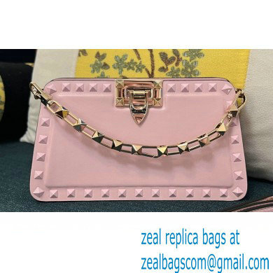 Valentino Rockstud Clutch Bag In Calfskin Pink 2024 - Click Image to Close