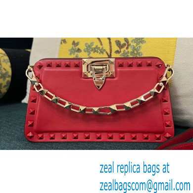 Valentino Rockstud Clutch Bag In Calfskin Red 2024 - Click Image to Close