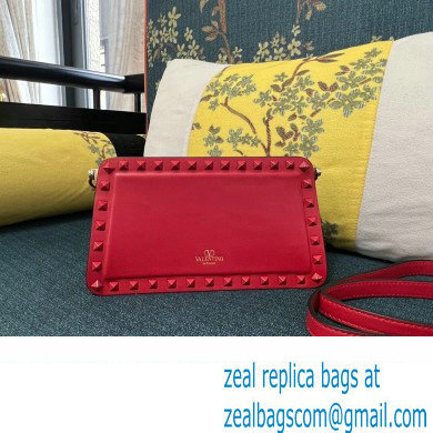 Valentino Rockstud Clutch Bag In Calfskin Red 2024