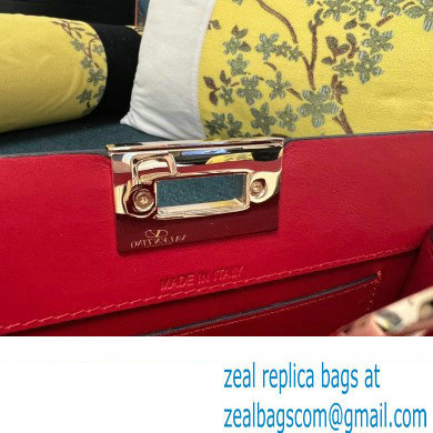 Valentino Rockstud Clutch Bag In Calfskin Red 2024