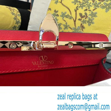 Valentino Rockstud Clutch Bag In Calfskin Red 2024 - Click Image to Close