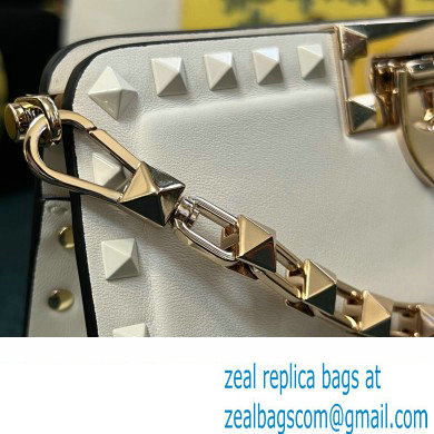 Valentino Rockstud Clutch Bag In Calfskin White 2024