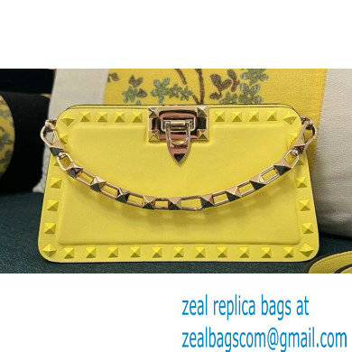 Valentino Rockstud Clutch Bag In Calfskin Yellow 2024 - Click Image to Close