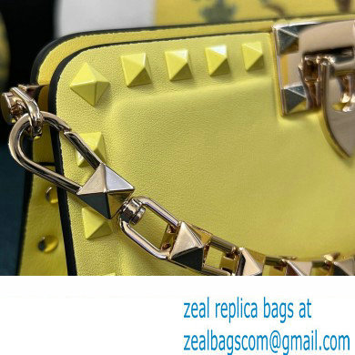 Valentino Rockstud Clutch Bag In Calfskin Yellow 2024