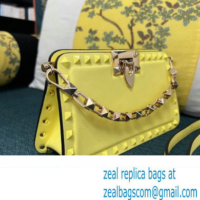 Valentino Rockstud Clutch Bag In Calfskin Yellow 2024 - Click Image to Close