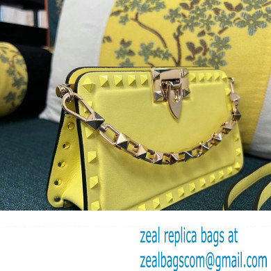 Valentino Rockstud Clutch Bag In Calfskin Yellow 2024