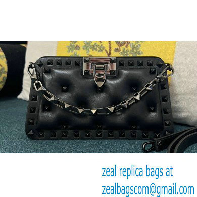 Valentino Rockstud Clutch Bag In Padded Nappa Black 2024
