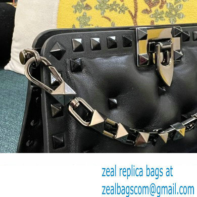 Valentino Rockstud Clutch Bag In Padded Nappa Black 2024 - Click Image to Close