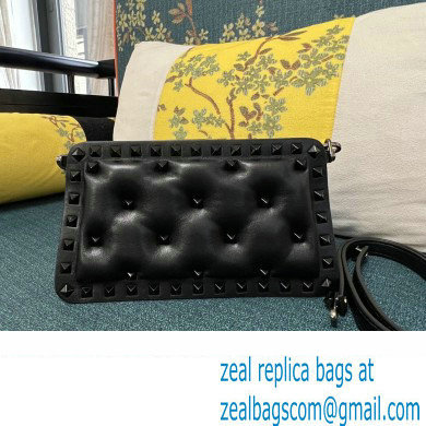 Valentino Rockstud Clutch Bag In Padded Nappa Black 2024