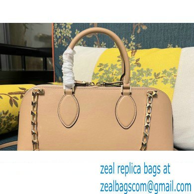 Valentino Rockstud E/W calfskin Large handbag Beige 2023 - Click Image to Close