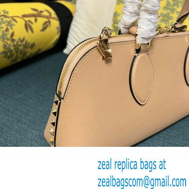Valentino Rockstud E/W calfskin Large handbag Beige 2023
