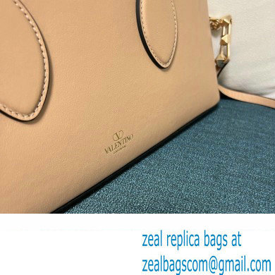 Valentino Rockstud E/W calfskin Large handbag Beige 2023 - Click Image to Close