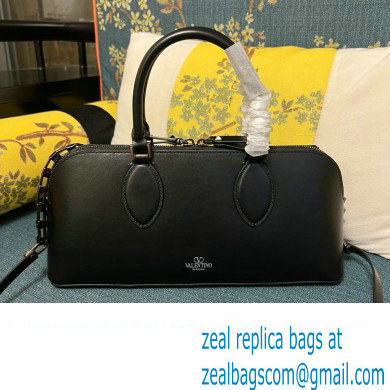 Valentino Rockstud E/W calfskin Large handbag Black 2023 - Click Image to Close