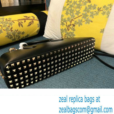 Valentino Rockstud E/W calfskin Large handbag Black/Gold 2023 - Click Image to Close