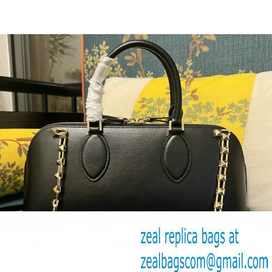 Valentino Rockstud E/W calfskin Large handbag Black/Gold 2023 - Click Image to Close