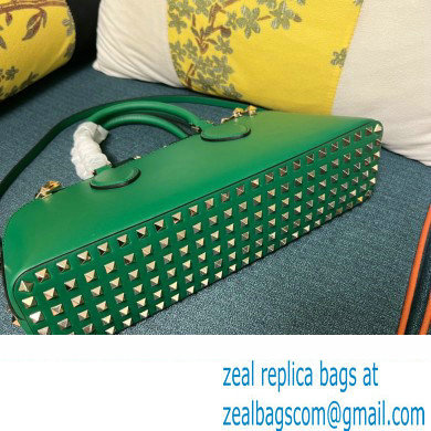 Valentino Rockstud E/W calfskin Large handbag Green 2023 - Click Image to Close