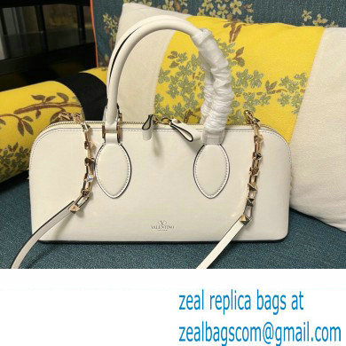 Valentino Rockstud E/W calfskin Large handbag White 2023 - Click Image to Close