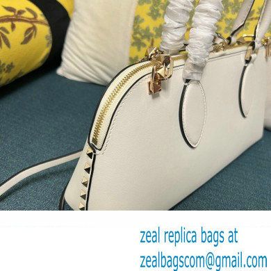 Valentino Rockstud E/W calfskin Large handbag White 2023 - Click Image to Close