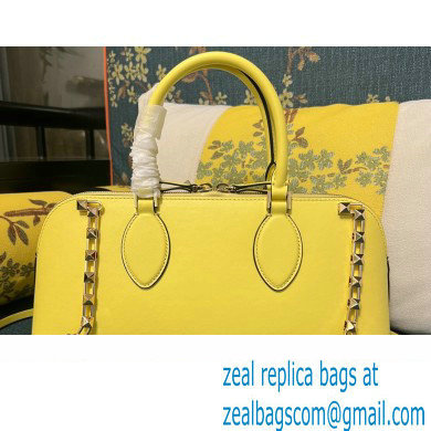 Valentino Rockstud E/W calfskin Large handbag Yellow 2023