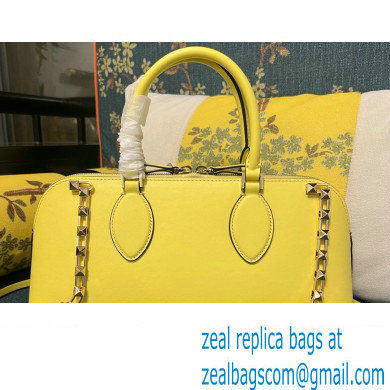 Valentino Rockstud E/W calfskin Large handbag Yellow 2023 - Click Image to Close