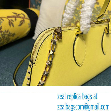 Valentino Rockstud E/W calfskin Large handbag Yellow 2023 - Click Image to Close